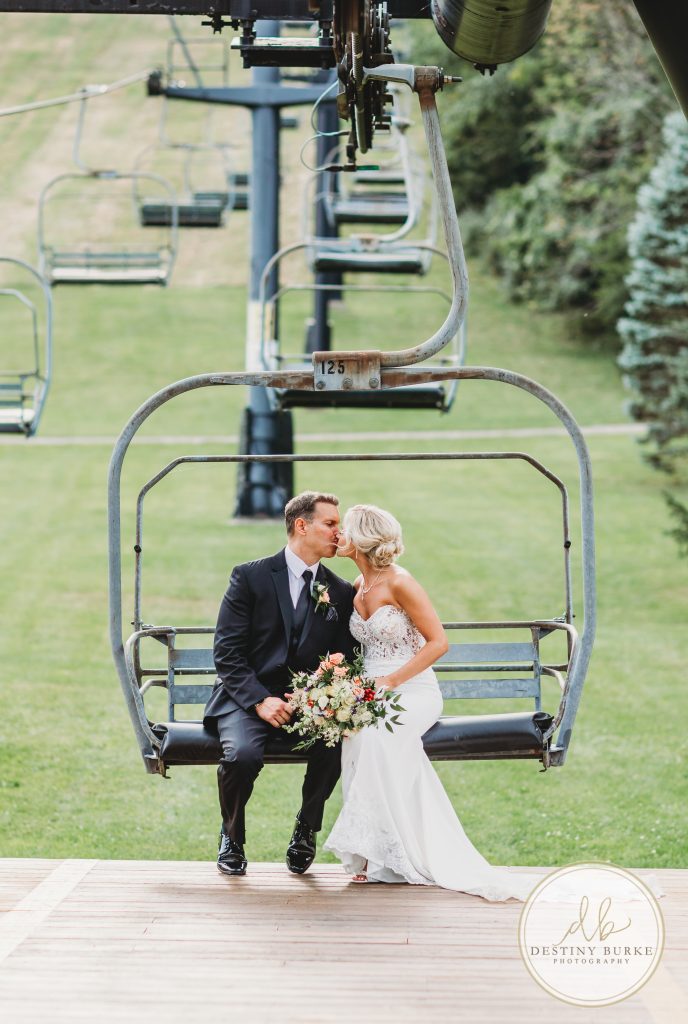 Bride and Groom's wedding day photographer in Canandaigua, NY at Bristol Mountain near Rochester, NY.