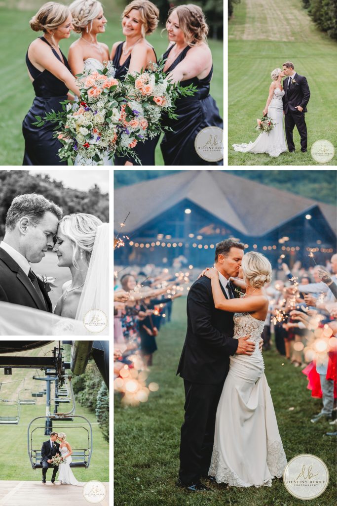 Bride and Groom on their wedding day at Bristol Mountain in Canandaigua, NY