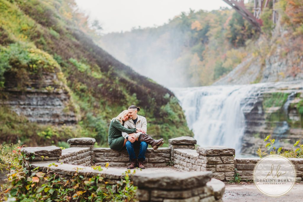 Engagement proposal photography session at Letchworth State Park in Castile, NY in the fall, near Rochester