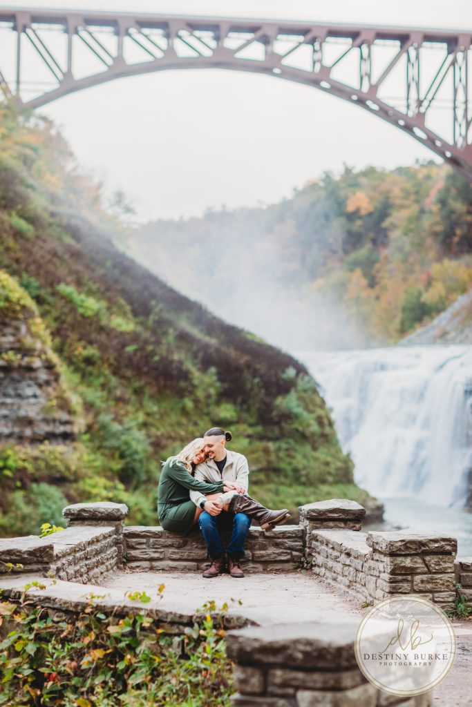 Engagement proposal photography session at Letchworth State Park in Castile, NY in the fall, near Rochester