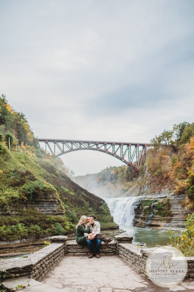 Engagement proposal photography session at Letchworth State Park in Castile, NY in the fall, near Rochester