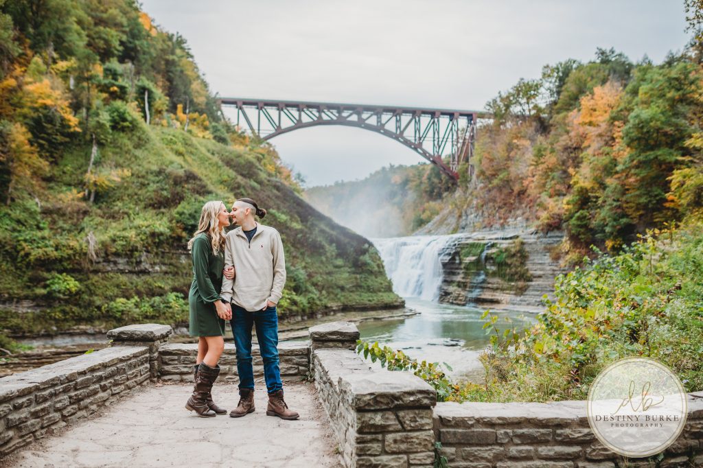 Engagement proposal photography session at Letchworth State Park in Castile, NY in the fall, near Rochester