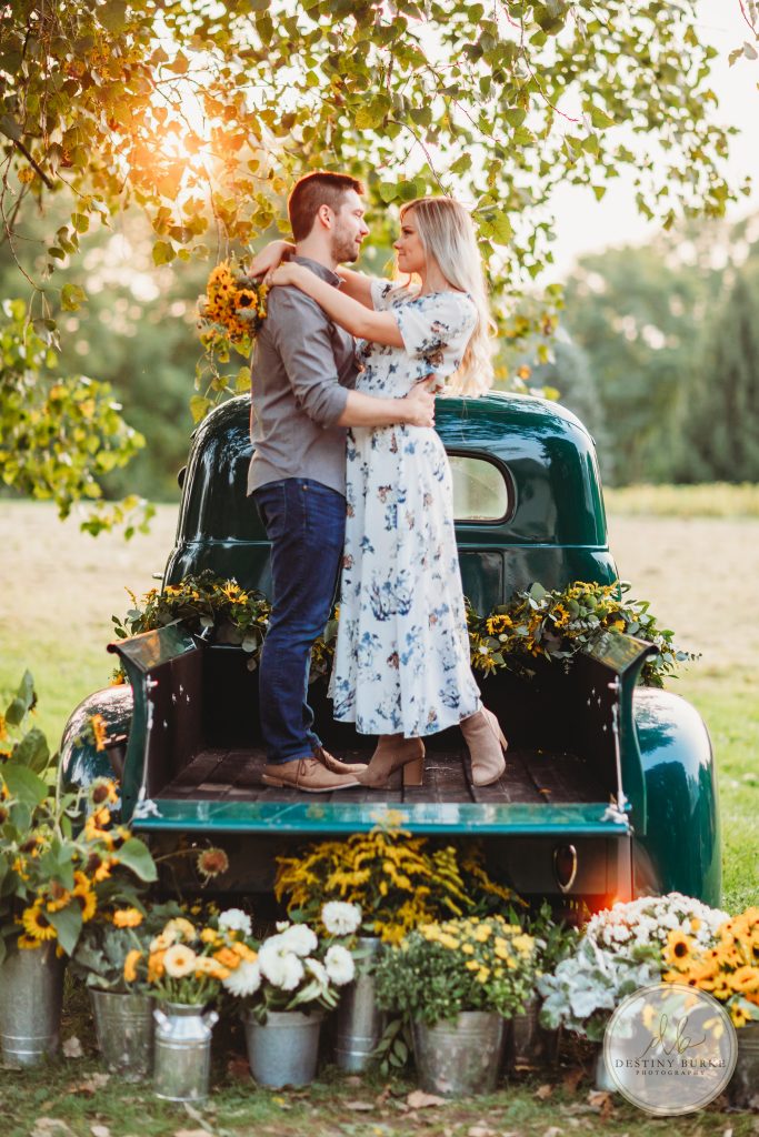 studabaker truck, couples engagement photography photo session in Avon, NY, florals by Sungrove Blossoms Events and Gifts