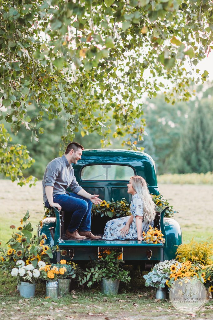 studabaker truck, couples engagement photography photo session in Avon, NY, florals by Sungrove Blossoms Events and Gifts