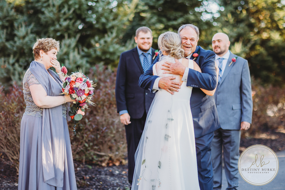 Couple's wedding day portraits from the best wedding photographer near Rochester, Brockport, NY Golf Course Venue Deerfield Country Club, fall themed marriage.