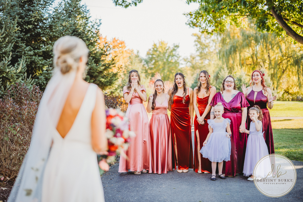 Couple's wedding day portraits from the best wedding photographer near Rochester, Brockport, NY Golf Course Venue Deerfield Country Club, fall themed marriage.