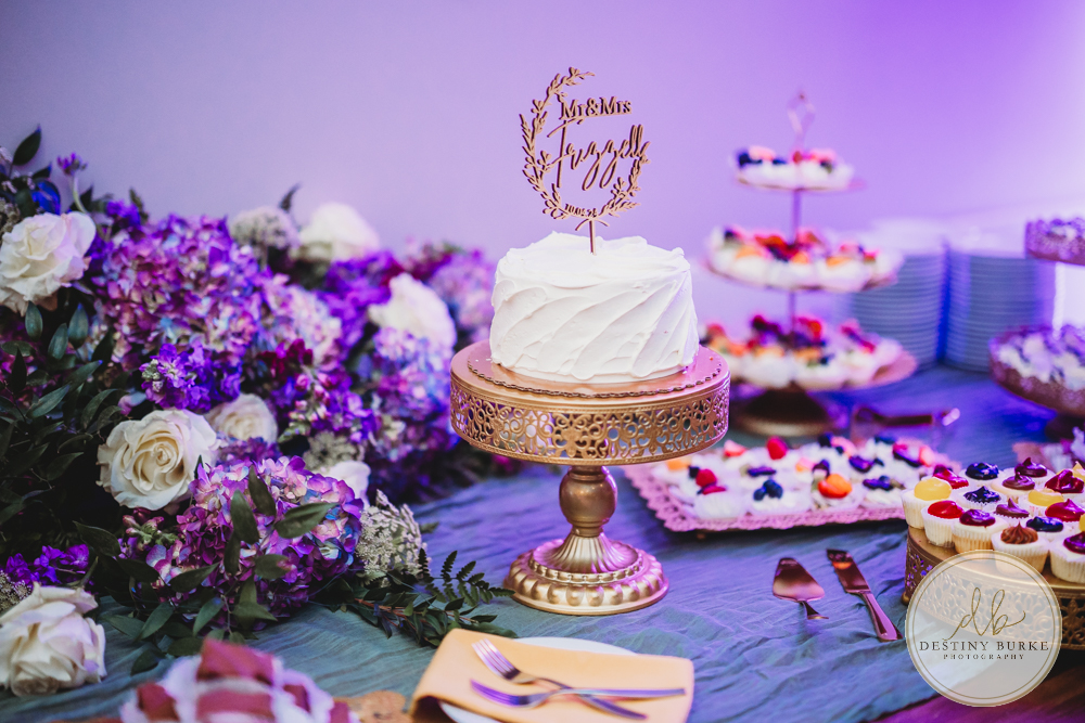 Couple's wedding day portraits from the best wedding photographer near Rochester, Brockport, NY Golf Course Venue Deerfield Country Club, purple themed marriage.