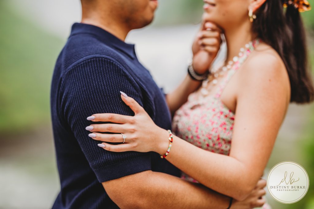 Summer surprise proposal at Letchworth State Park near Rochester, NY, captured by one of the best surprise proposal photographers, featuring golden light, scenic overlooks, and an emotional engagement moment.