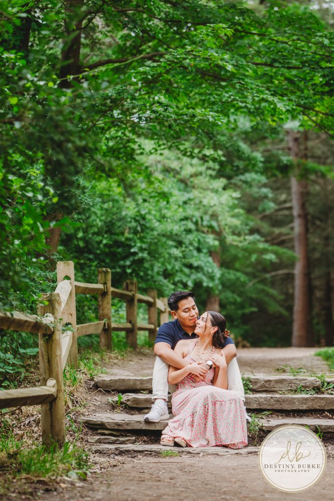 Summer surprise proposal at Letchworth State Park near Rochester, NY, captured by one of the best surprise proposal photographers, featuring golden light, scenic overlooks, and an emotional engagement moment.