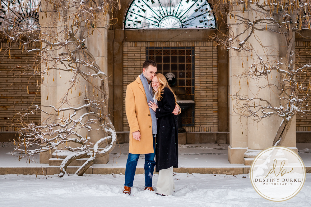 Emotional reaction during surprise proposal at George Eastman Museum in Rochester NY
