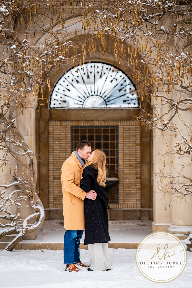 Emotional reaction during surprise proposal at George Eastman Museum in Rochester NY