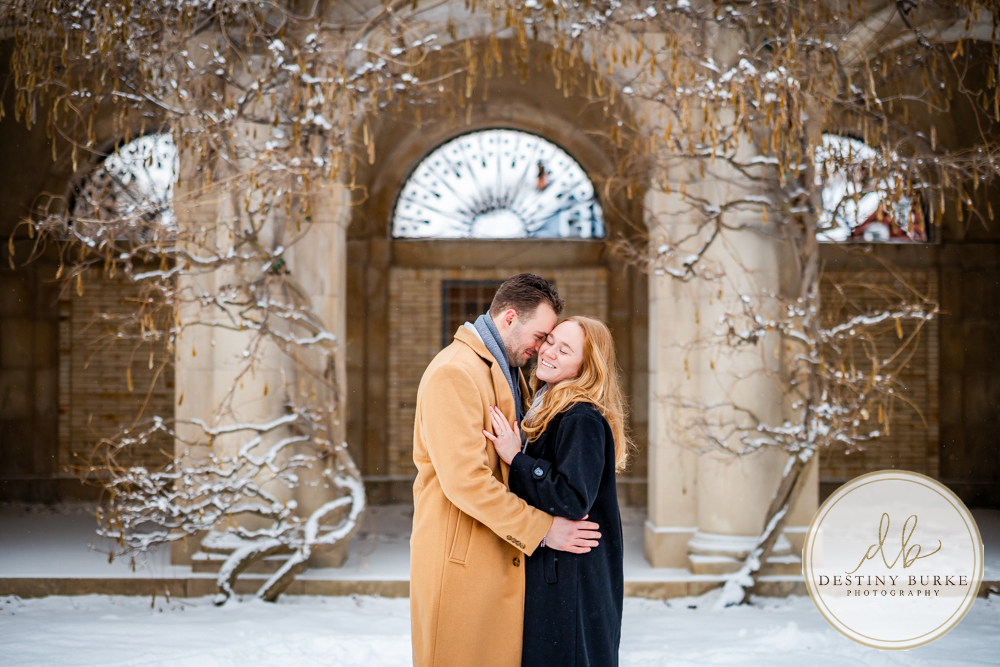 Emotional reaction during surprise proposal at George Eastman Museum in Rochester NY
