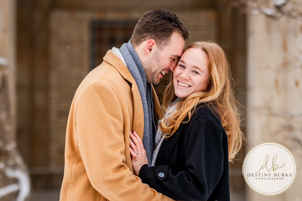 Emotional reaction during surprise proposal at George Eastman Museum in Rochester NY