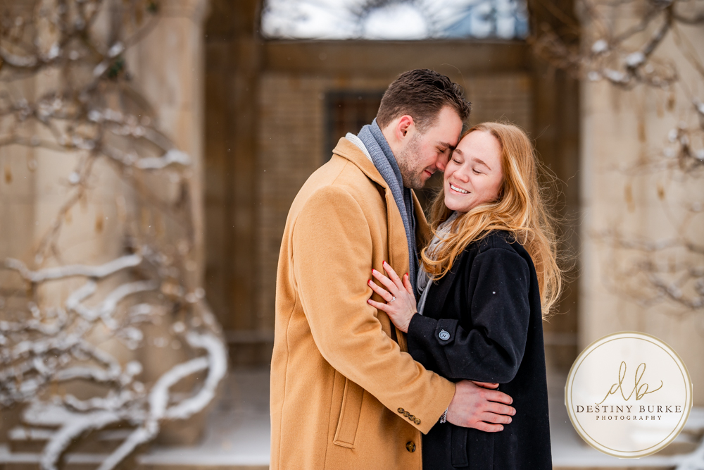 Emotional reaction during surprise proposal at George Eastman Museum in Rochester NY