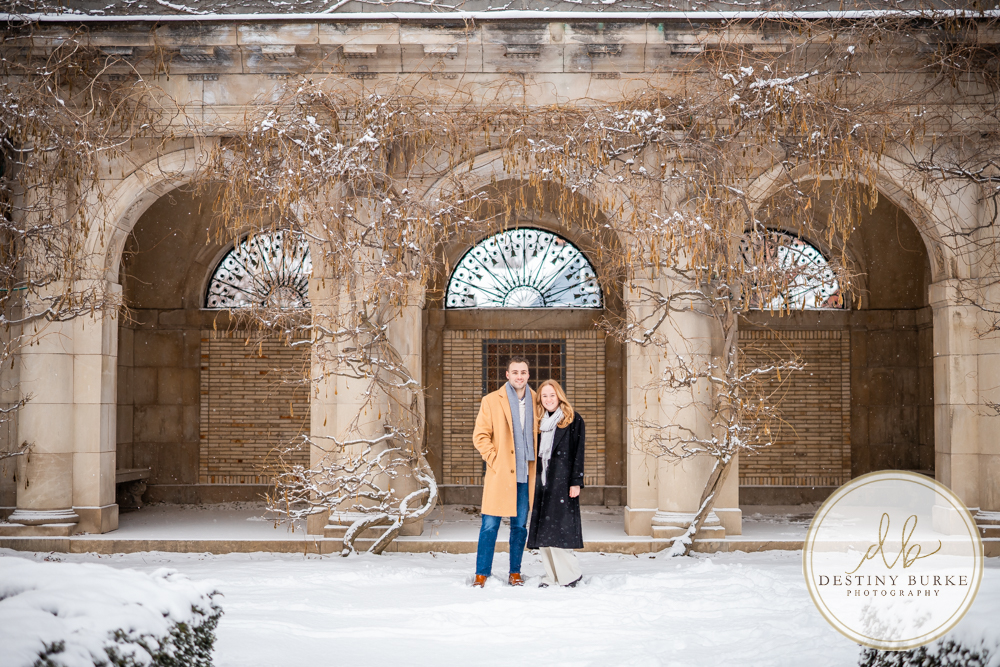 Emotional reaction during surprise proposal at George Eastman Museum in Rochester NY