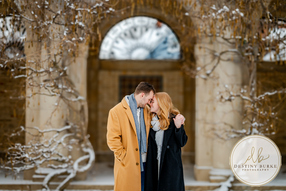 Emotional reaction during surprise proposal at George Eastman Museum in Rochester NY