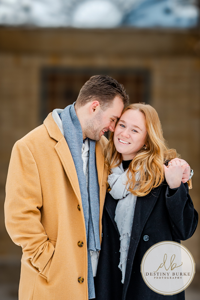 Emotional reaction during surprise proposal at George Eastman Museum in Rochester NY