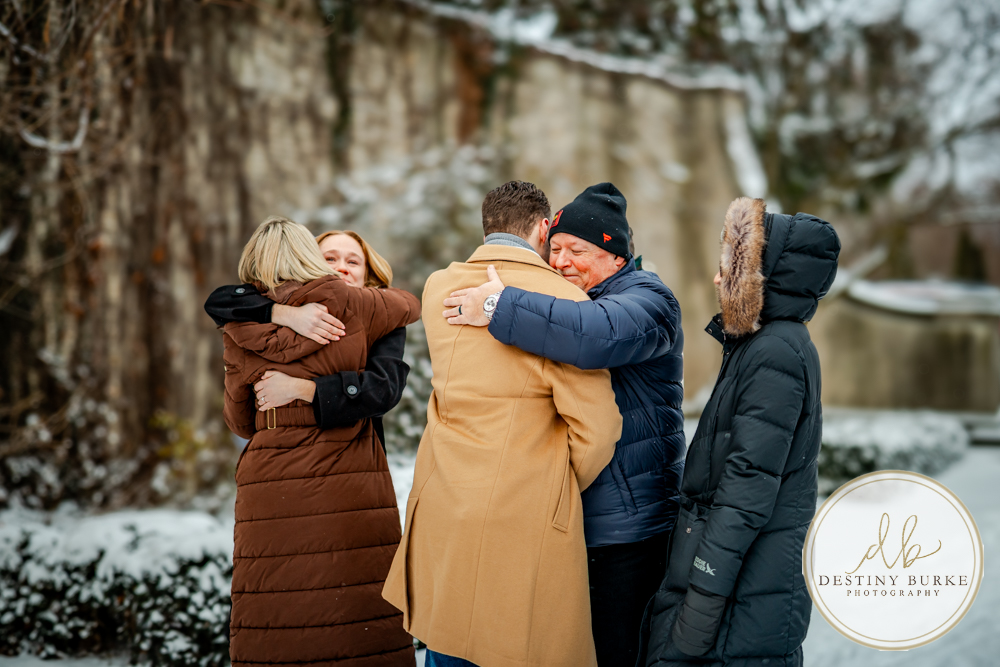 Emotional reaction during surprise proposal at George Eastman Museum in Rochester NY