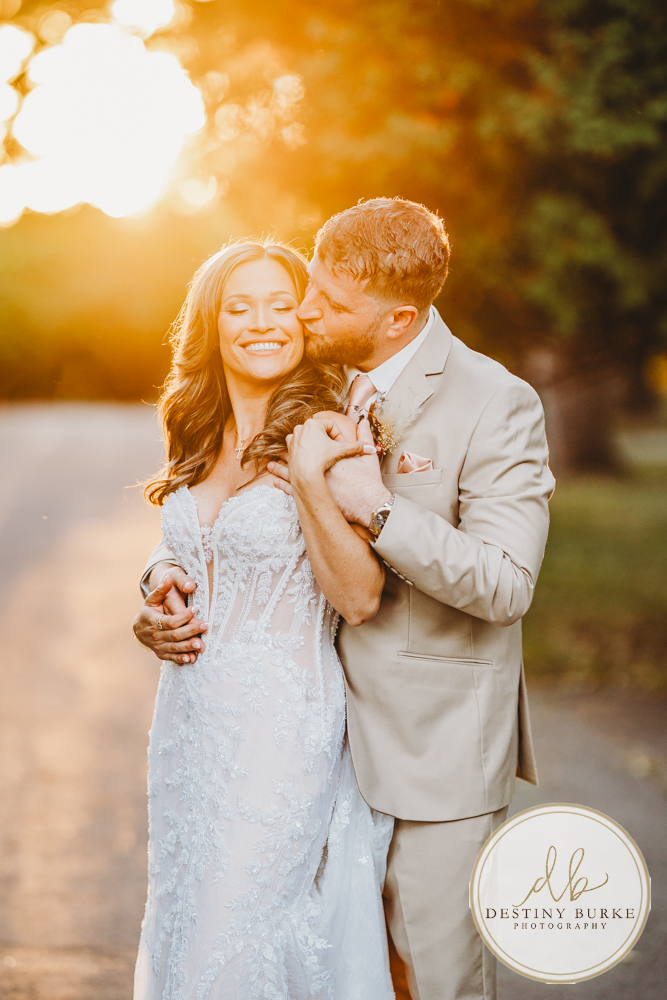 Outdoor wedding ceremony with family and friends in Rochester NY backyard sunset portraits