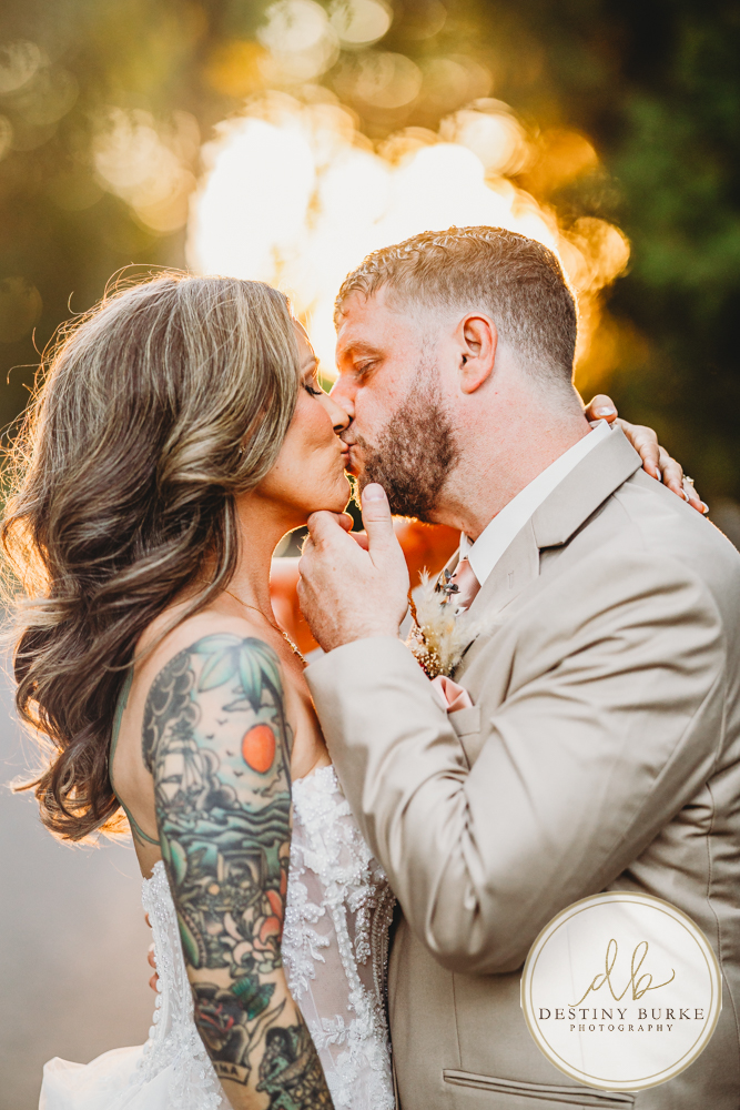 Outdoor wedding ceremony with family and friends in Rochester NY backyard sunset portraits