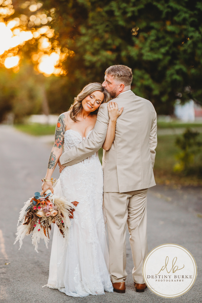 Outdoor wedding ceremony with family and friends in Rochester NY backyard