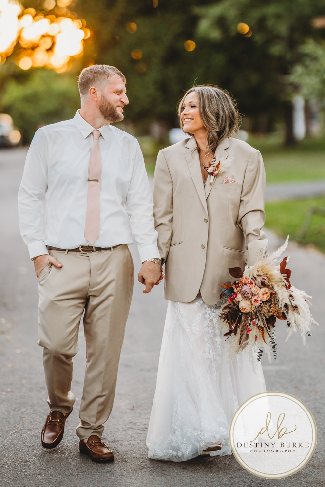 Outdoor wedding ceremony with family and friends in Rochester NY backyard
