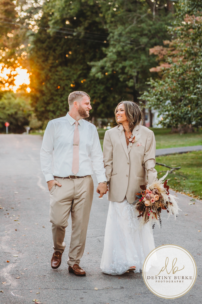 Outdoor wedding ceremony with family and friends in Rochester NY backyard