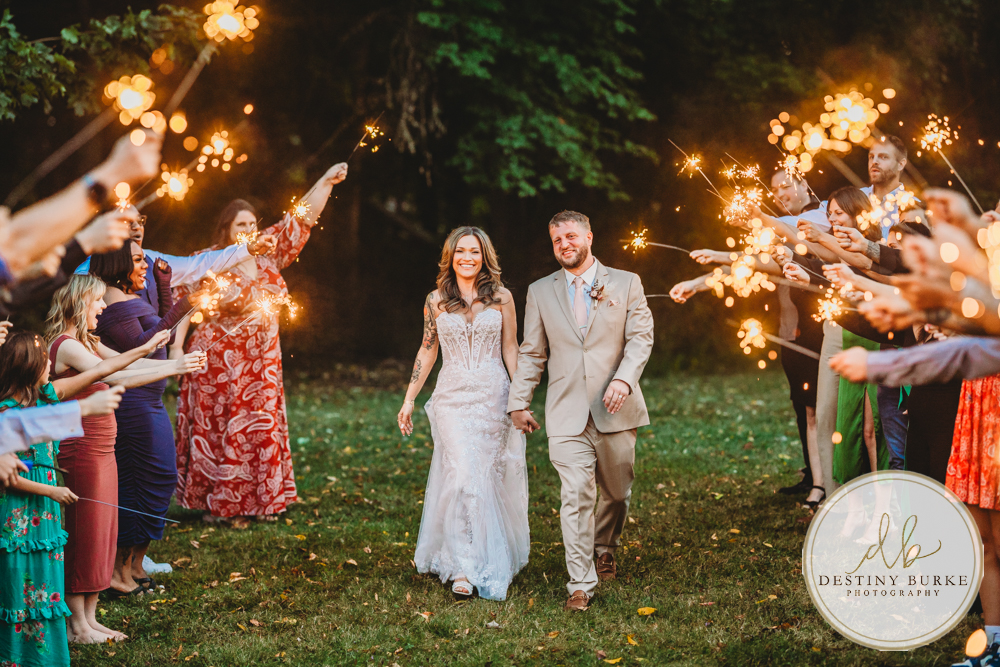 Outdoor wedding ceremony with family and friends in Rochester NY backyard