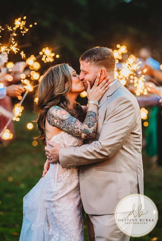 Outdoor wedding ceremony with family and friends in Rochester NY backyard