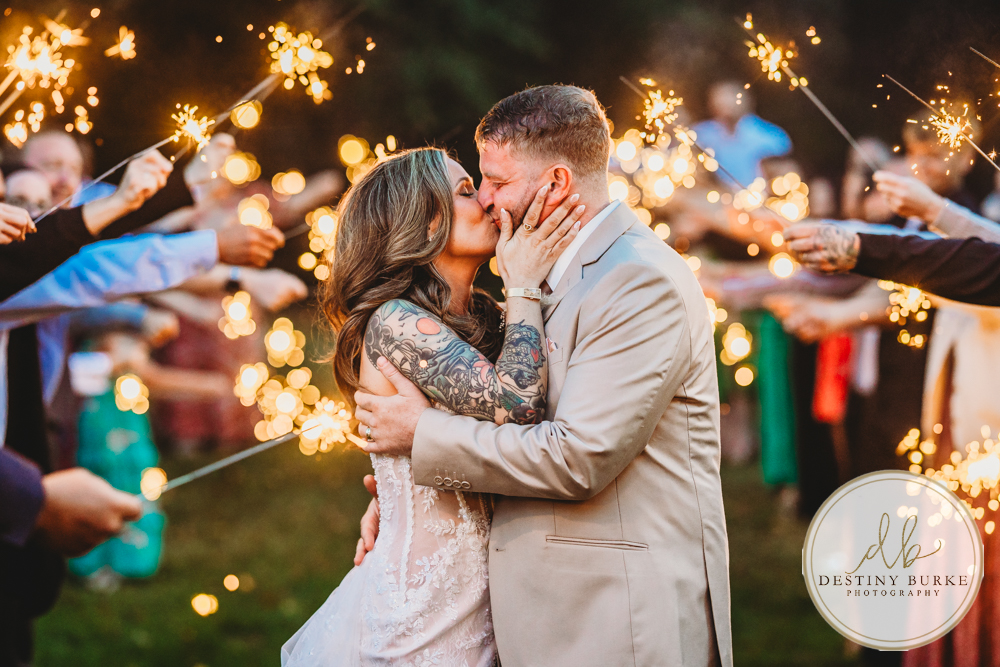 Outdoor wedding ceremony with family and friends in Rochester NY backyard