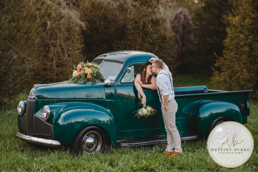 best couple engagement photographer near rochester ny leroy tree farm studabaker truck, bellisimo florist