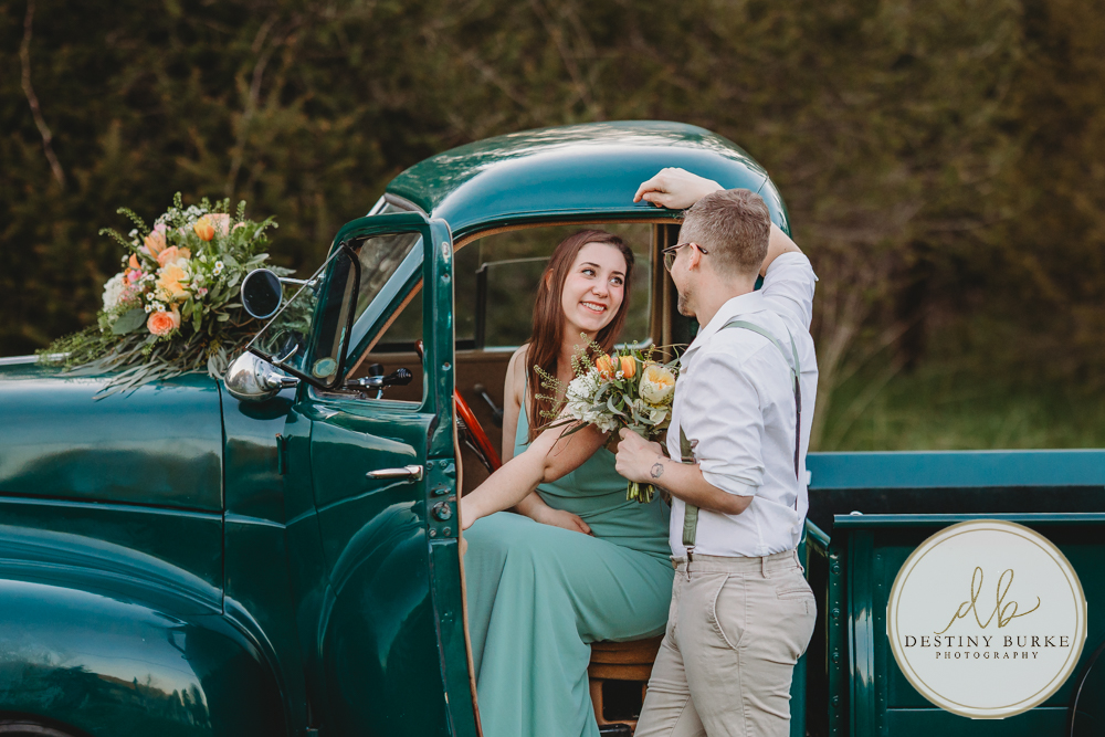 best couple engagement photographer near rochester ny leroy tree farm studabaker truck, bellisimo florist