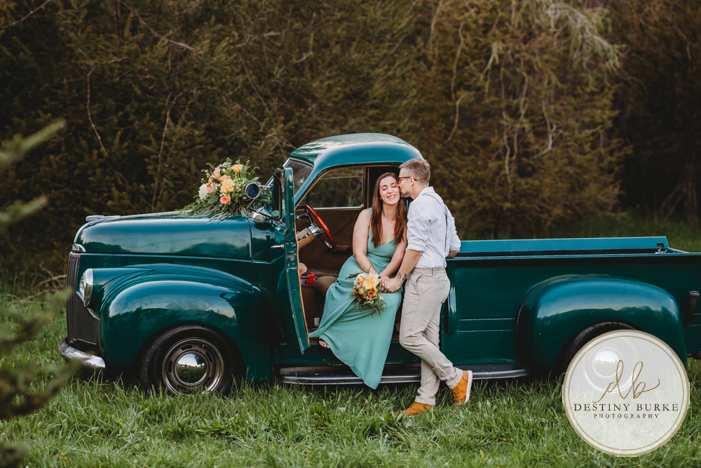 best couple engagement photographer near rochester ny leroy tree farm studabaker truck, bellisimo florist