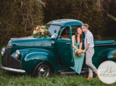 best couple engagement photographer near rochester ny leroy tree farm studabaker truck, bellisimo florist