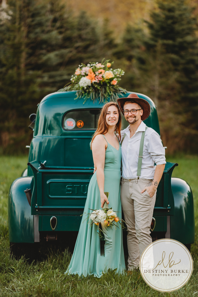 best couple engagement photographer near rochester ny leroy tree farm studabaker truck, bellisimo florist