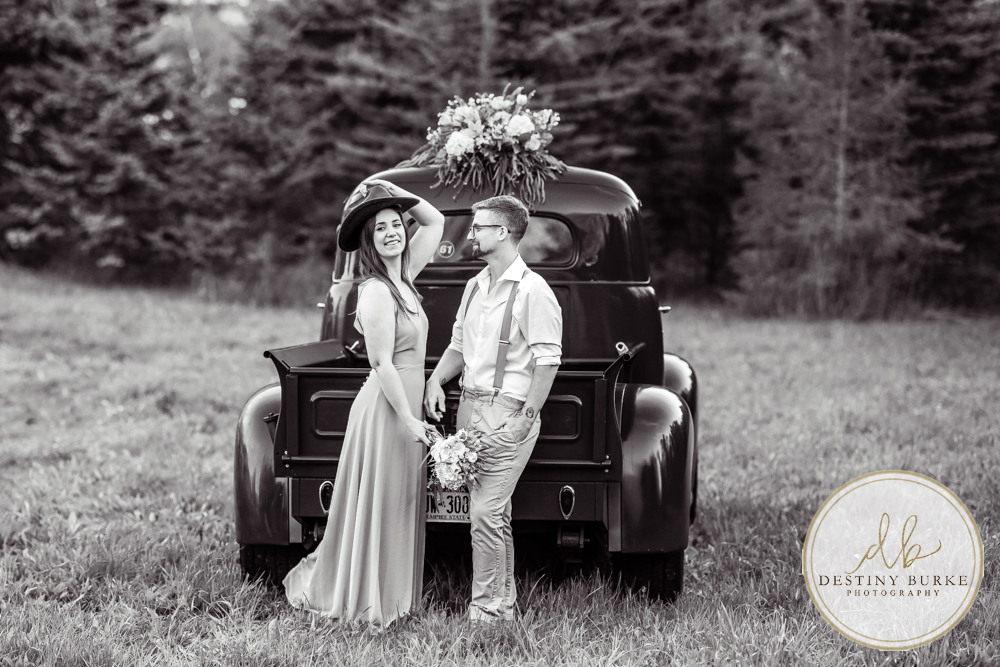 best couple engagement photographer near rochester ny leroy tree farm studabaker truck, bellisimo florist