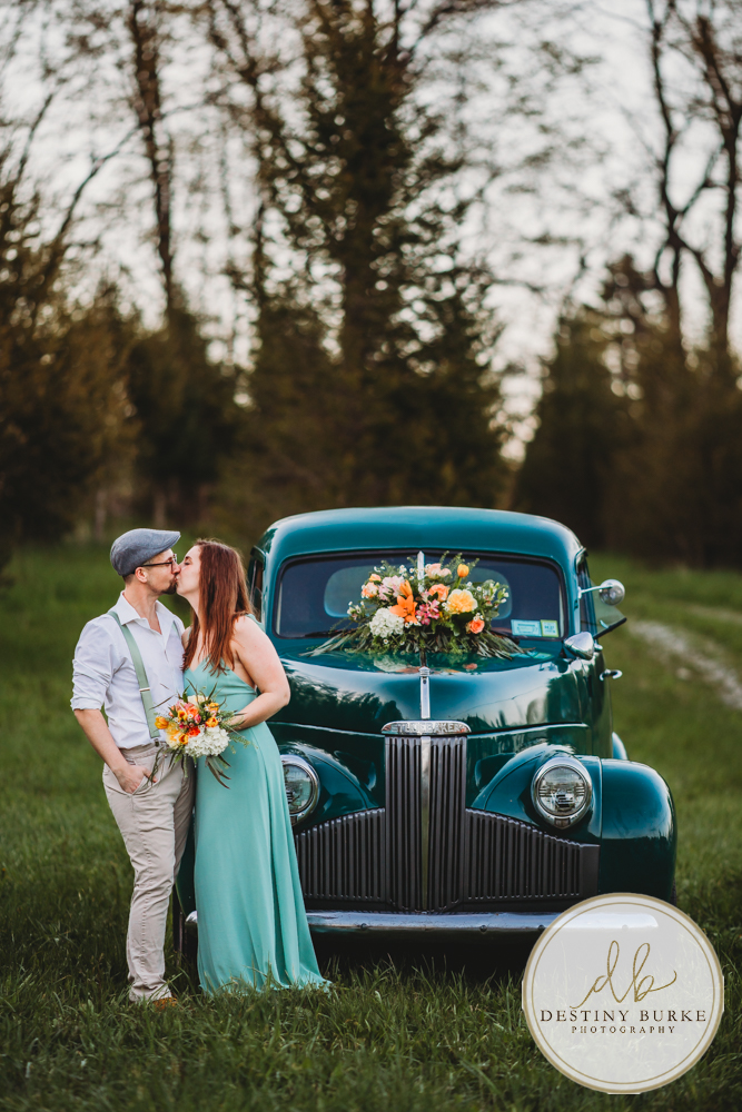 best couple engagement photographer near rochester ny leroy tree farm studabaker truck, bellisimo florist