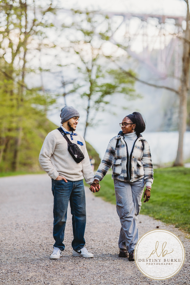 Upstate New York proposal photographer capturing surprise engagement at Letchworth State Park