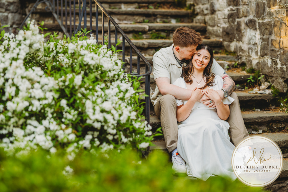best engagement photographer near rochester ny, This is at Sunken Gardens in Highland Park