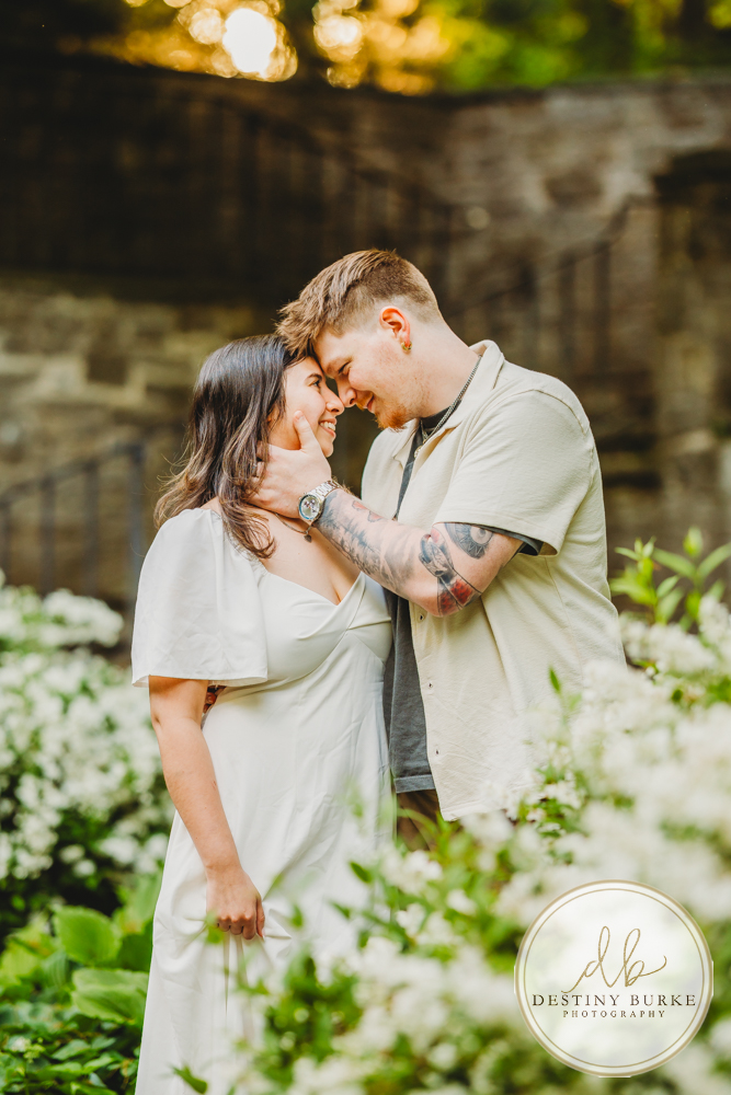 best engagement photographer near rochester ny, This is at Sunken Gardens in Highland Park
