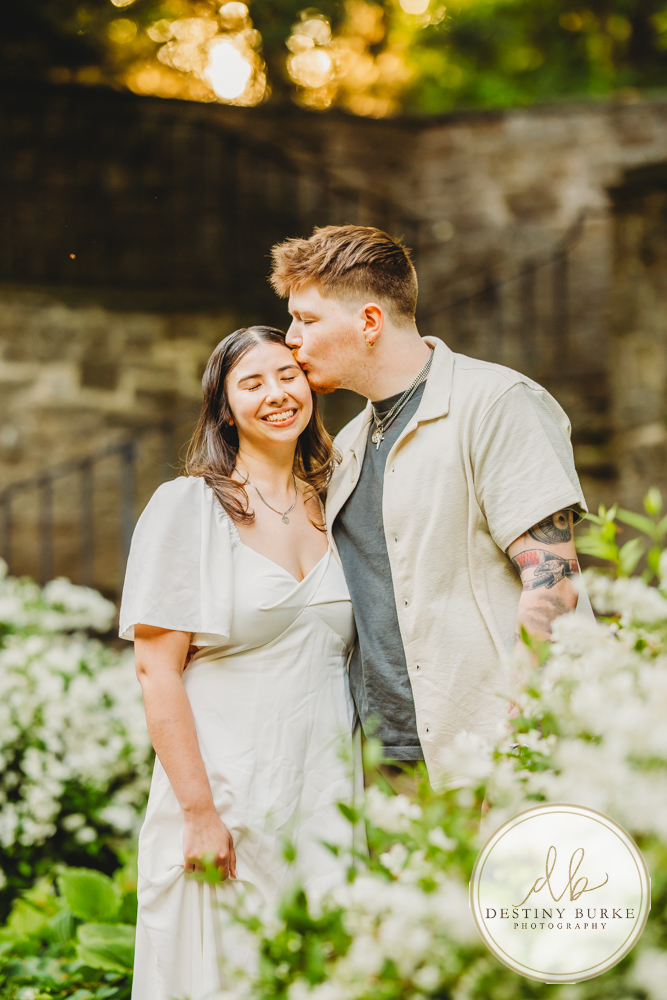 best engagement photographer near rochester ny, This is at Sunken Gardens in Highland Park