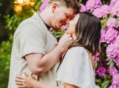 best engagement photographer near rochester ny, This is at Sunken Gardens in Highland Park