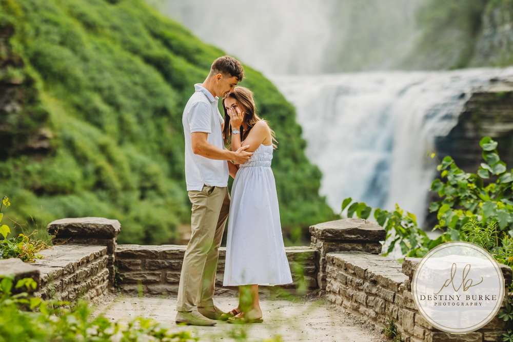 best surprise proposal and engagement photographer near rochester ny, This Letchworth State Park proposal at Upper Middle Falls waterfall