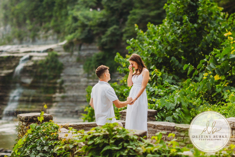best surprise proposal and engagement photographer near rochester ny, This Letchworth State Park proposal at Upper Middle Falls waterfall