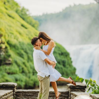 best surprise proposal and engagement photographer near rochester ny, This Letchworth State Park proposal at Upper Middle Falls waterfall