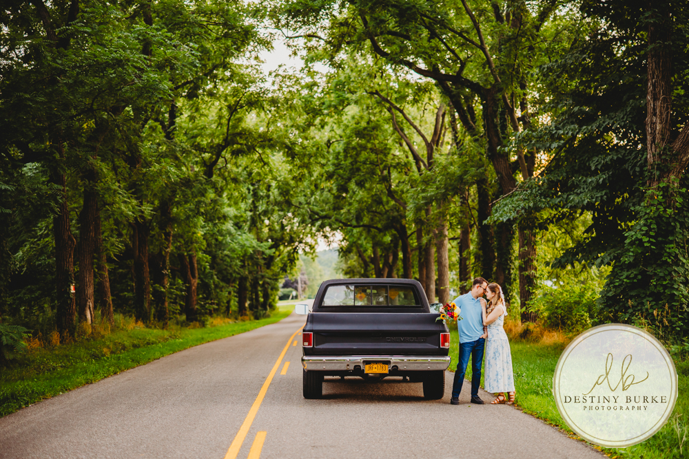 best engagement photographer near rochester ny using old truck