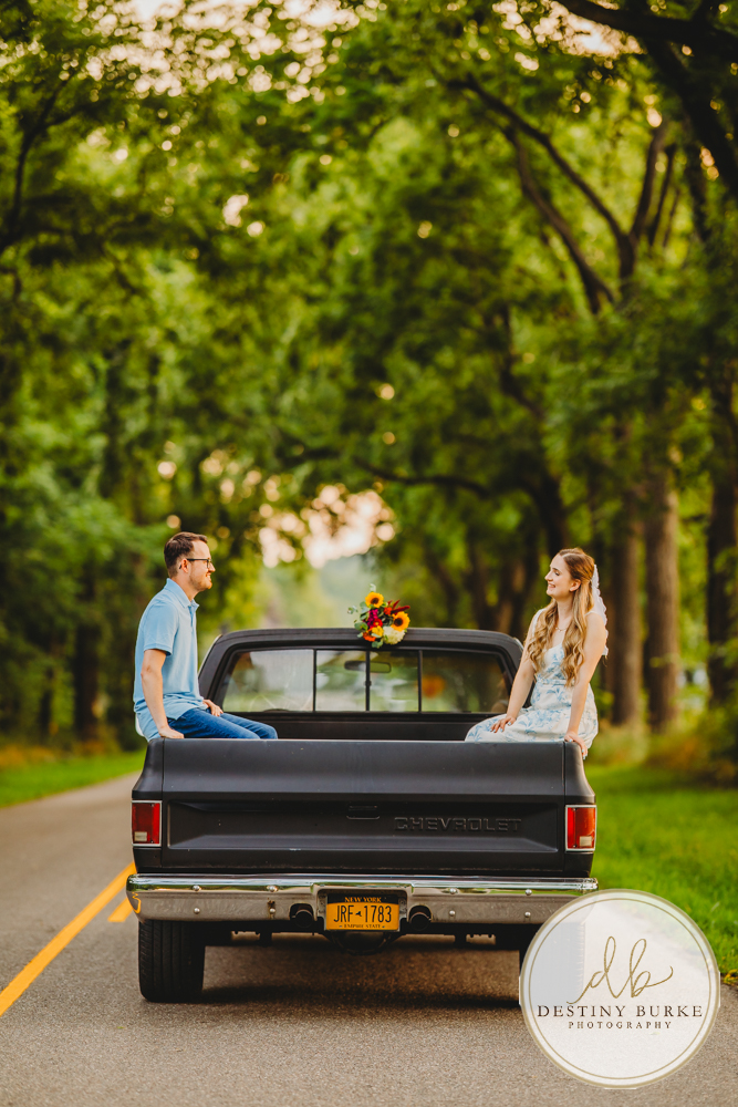 best engagement photographer near rochester ny using old truck