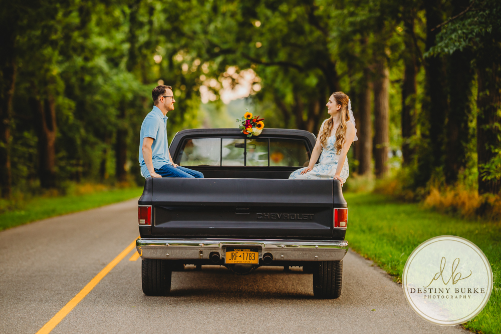 best engagement photographer near rochester ny using old truck
