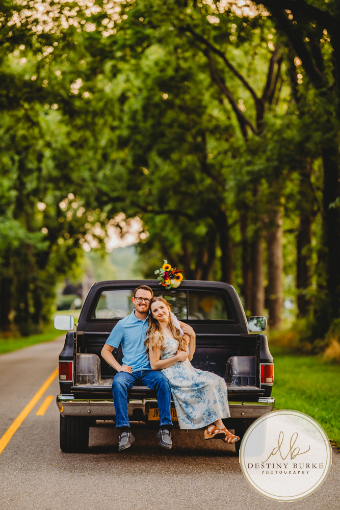 best engagement photographer near rochester ny using old truck