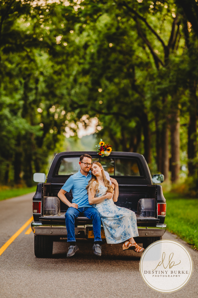 best engagement photographer near rochester ny using old truck